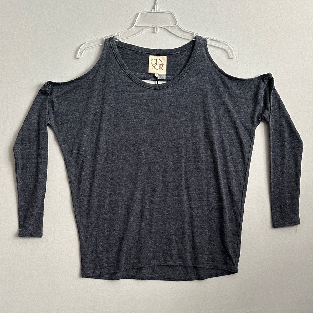Chaser Women’s Small Dark Gray Long-Sleeve Cold Shoulder Top
